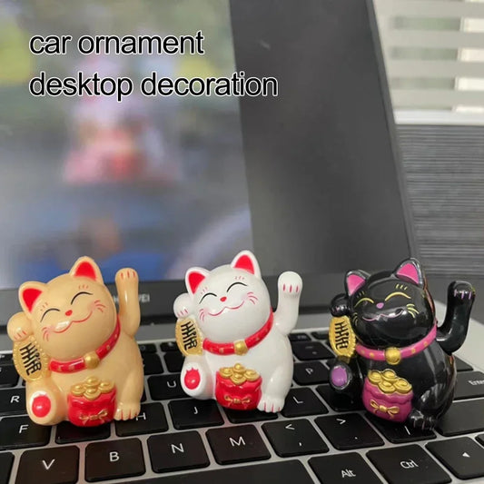 Solar-Powered Maneki Neko Waving Arm Beckoning Fortune Cat Lucky Cat For Home Office Cars Christmas Decoration Gift Accessiores
