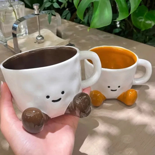 Cartoon Couple Ceramic Mug Creative Coffee Milk Tea Water Cup Cute Children Breakfast Cup Household Drinkware