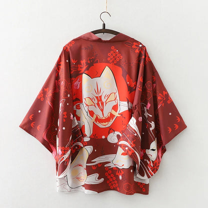 2023 New Summer Loose Red Black Japanese Samurai Streetwear Cardigan Women Men Harajuku Haori Kimono Cosplay Blouse Top Yukata