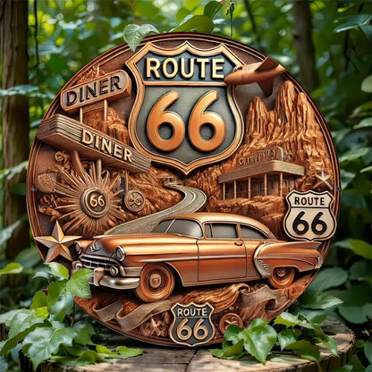 Antique Route 66 Decorative Metal Sign 78x78 Inches Outdoor Wall Art Durable Weather Resistant Ideal for Home and Garden Decor