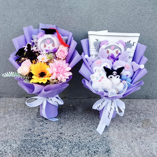 Christmas Gifts Sanrio Plush Flowers Bouquet Kuromi  Plushie Soft Doll Animals Valentine's Day Birthday Wedding Party Gift