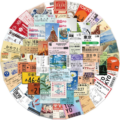 60pcs Tokyo Travel Souvenir Ticket Graffiti Stickers Cartoon Decals Kids Toy DIY Suitcase Scrapbook Phone Laptop Sticker