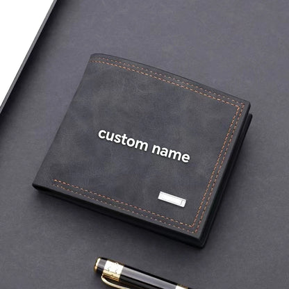 Personalized Men's Leather Wallet – Engraved Gift for Husband or Boyfriend