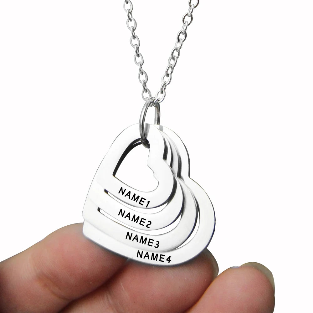 2023 Custom Stainless Steel  Engraved Name Necklace For Lover Family Gift  Personalized Heart Pendant Jewelry