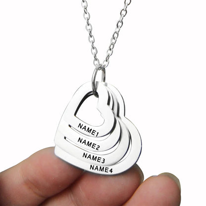 2023 Custom Stainless Steel  Engraved Name Necklace For Lover Family Gift  Personalized Heart Pendant Jewelry