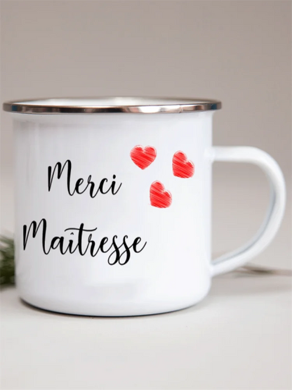 French Flower Printed Enamel Mugs Creative Coffee Mug Milk Wine Beer Drink Juice Cup School Home Handle Drinkware Teacher Gifts