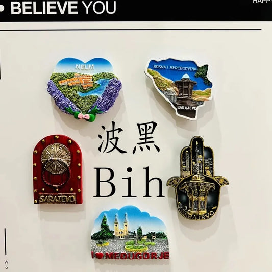 Bosnia and Herzegovina 3D Fridge Magnets Souvenir Resin Refrigerator Magnets Sticker Collection Handicraft Gift Home Decoration