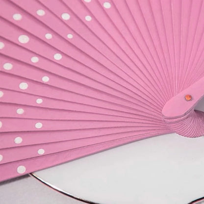 Flamenco Spanish Wood Folding Fan Dots Pattern Modern Classical Vintage Wood Hand Fan for Dance Perfornamnces Party