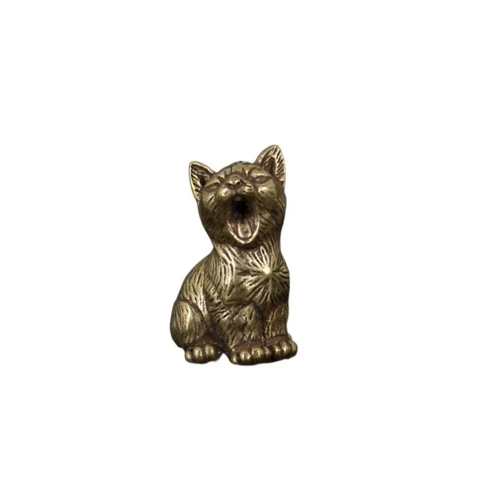 Crafts Brass Small Cat Metal Statue Cute Creative Tea Pet Simulated Exquisite Model Sculpture Toy