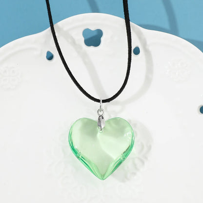 Elegant Love Heart Pendant Necklace for Women Y2K Jewelry Collares Wed Bridal Knotted Bowknot Adjustable Boho Neck Chains