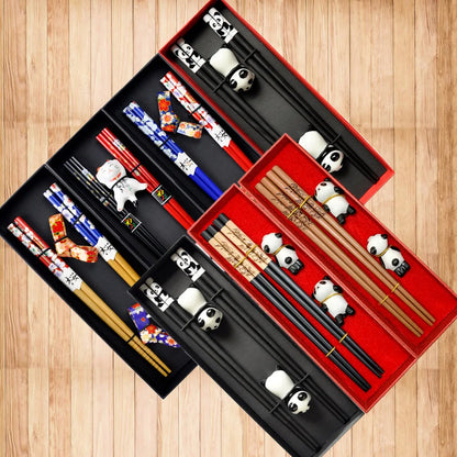 Chinese Panda Chopsticks Japanese Korean Sushi Solid Wood Chopsticks Wedding Gift Chop Sticks Hashi Two Pairs Chopsticks Set