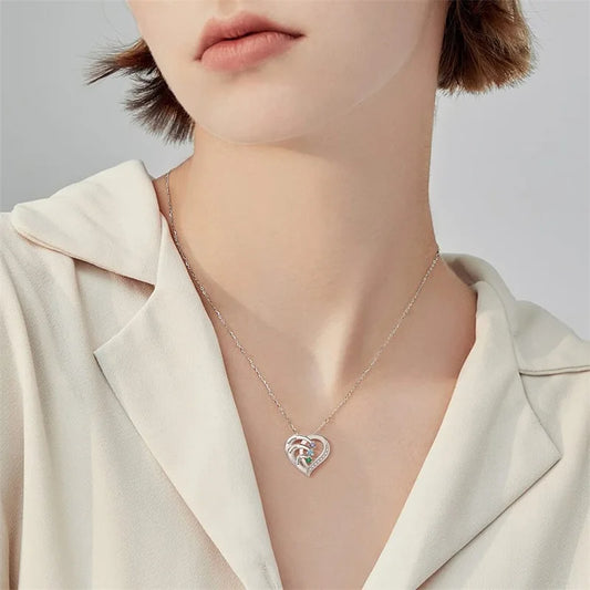 Personalized Birthstone Name Necklace for Women Custom Engraved Names Heart Necklace for Mom Wife Girlfriend Birthday Gifts