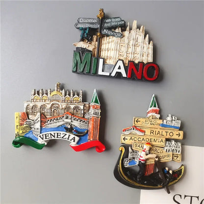 European Souvenir Refrigerator Magnet Milan Venice European Stereo Resin Magnet Home Decoration Gift Gift