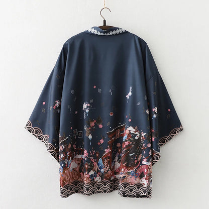 2023 New Summer Loose Red Black Japanese Samurai Streetwear Cardigan Women Men Harajuku Haori Kimono Cosplay Blouse Top Yukata