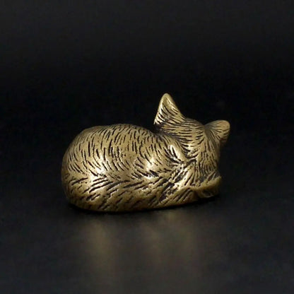 Crafts Brass Small Cat Metal Statue Cute Creative Tea Pet Simulated Exquisite Model Sculpture Toy