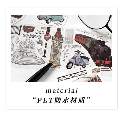 Travel Journey Memory Washi Masking Tape Coffee Shop City Street View Decorative Stickers Diy Label For Scrapbooking Diary Album