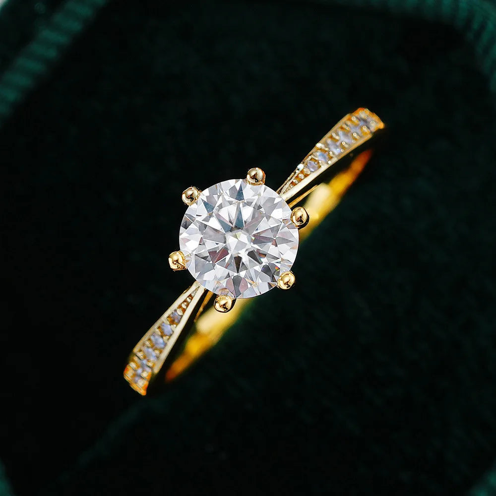 CKT 100% Real 18k Gold Ring Moissanite 1ct With Certificate Luxury Wedding Jewelry For Women Summer Engagement Gift Non Tarnish