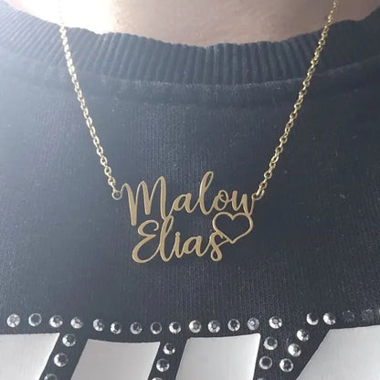 Custom Two Names Necklace with Heart Stainless Steel Couple Choker Personalized Jewelry Mother's Day Gift Women's Necklace Gift