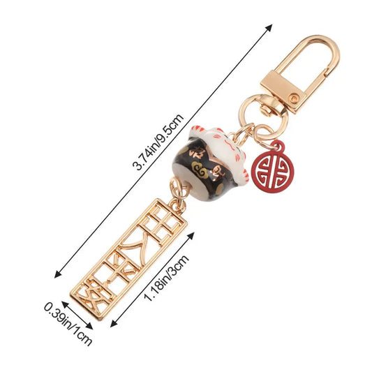Cute Japanese Lucky Cat Keychain Cartoon Fortune Cat Keychain Car Bag Pendant Mobile Accessories Couple Gift