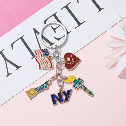 Statue of Liberty Decorations Independence Day Keychain Bag Pendant Heart Decorative Keying Backpack Liberty Pendant Accessories