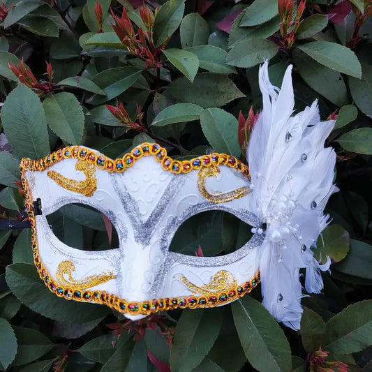 1 Pcs  Masquerade Feather Sexy Venetian Mask Women For Face Multi Color Princess Mask Sexy Half Hallowmas Feather Masks Decor