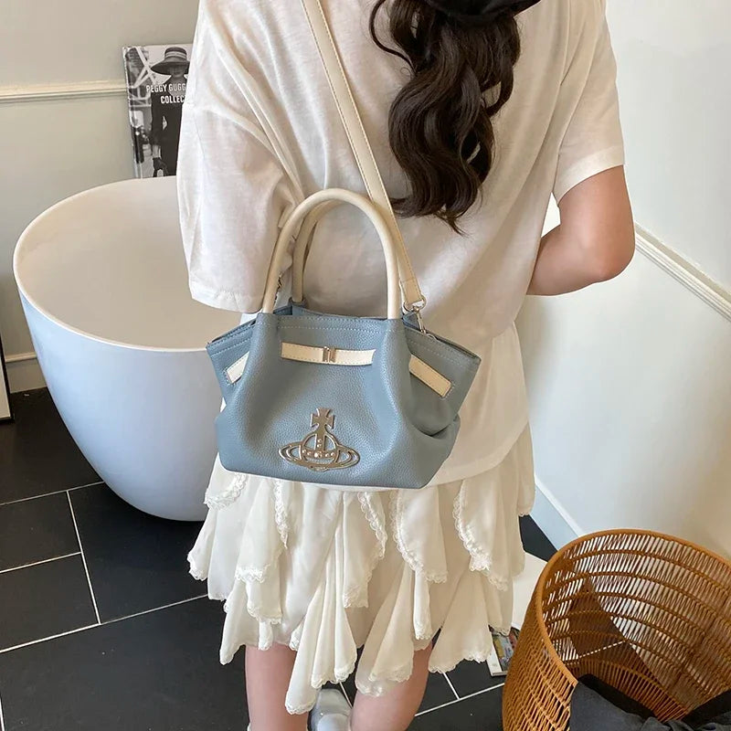 Classic Designer Paris Fashion Tote Messenger Purse Shopper Bag Elegant Leather Solid Color Commuter