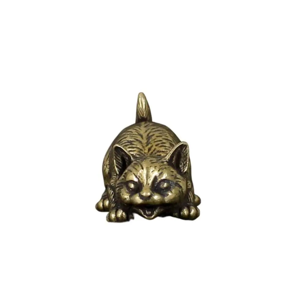 Crafts Brass Small Cat Metal Statue Cute Creative Tea Pet Simulated Exquisite Model Sculpture Toy