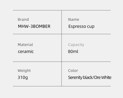 MHW-3BOMBER Espresso Mug 80ml Ceramic Coffee Cup and Saucer Professional Home Barista Latte Art Mug Exquisite Kitchen Accessorie