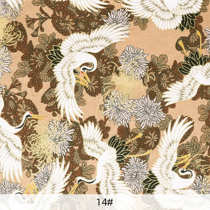 0.5/1/2 Yard 100% Cotton Fabric Traditional Japanese Kimono Style Print DIY Handmade Making Cheongsam, Hanfu, Holiday Decoration