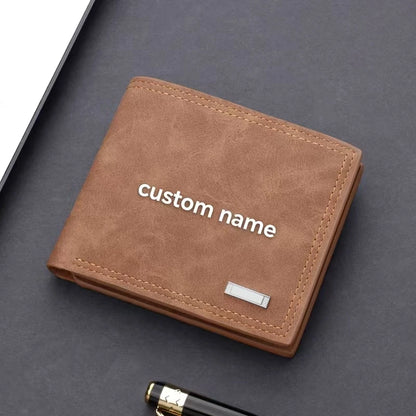 Personalized Men's Leather Wallet – Engraved Gift for Husband or Boyfriend