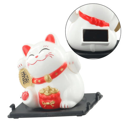 High Quality Lucky Cat Ornament Car Dashboard Decor Vehicle Accessories Automatic Waving Cartoon Decoration Interior