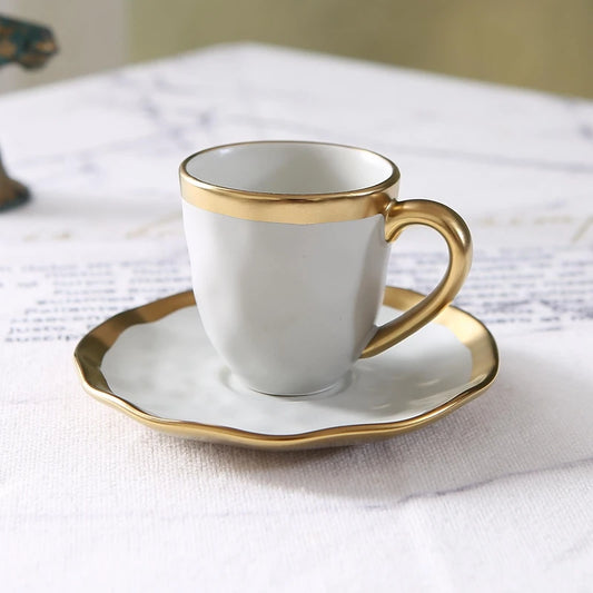 Italian colored glazed ceramic small coffee cup and plate set, dining small cup, afternoon small tea cup, tea ceremony cup