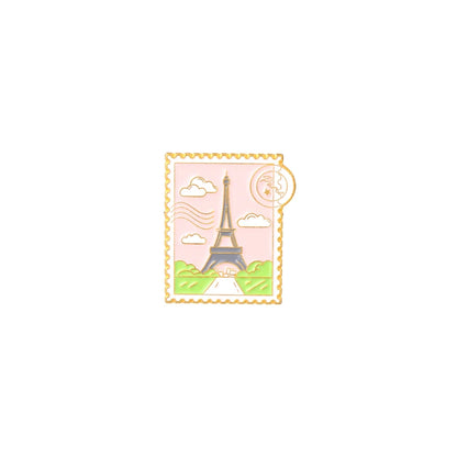 Traveling Quote Enamel Pin World Eiffel Tower Suitcase Brooches Clothes Badge Lapel Jewelry Gifts For Traveling Friend Wholesale