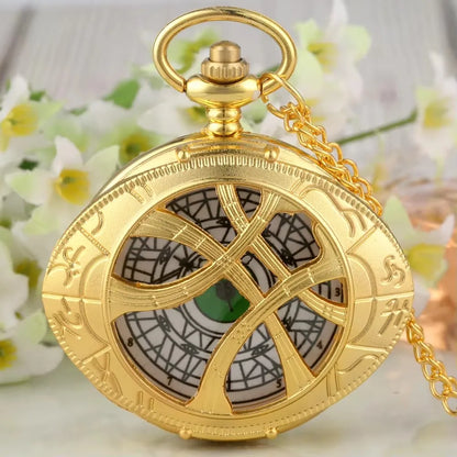 Souvenir Gift Necklace Chain Pendant Old Clock Marvel Reloj Vintage Quartz Pocket Watches For Eye Of Agamotto Men Women