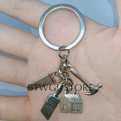 Creative Housewarming Holiday Gifts, Saws, Hammers, House Brushes, Keychains, Construction Tools, House Keychains