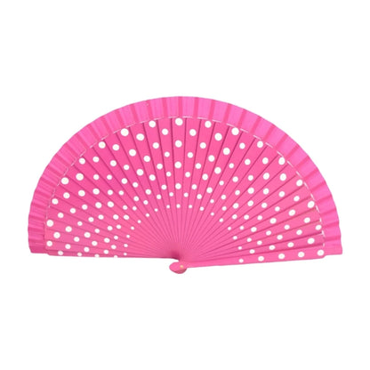 Flamenco Spanish Wood Folding Fan Dots Pattern Modern Classical Vintage Wood Hand Fan for Dance Perfornamnces Party