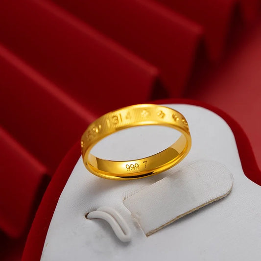 24K AU999 pure gold couple ring -1314 real gold wedding ring, Chinese Valentine's Day, gold jewelry gift for couples