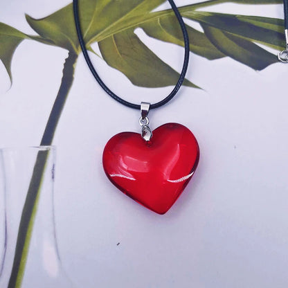 Y2k Love Heart Necklace for Women Fashion Hip Hop Red Hearts Pink Pendants Necklaces Rope Chain Girls Rave Gift Gothic Jewelry