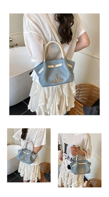 Classic Designer Paris Fashion Tote Messenger Purse Shopper Bag Elegant Leather Solid Color Commuter