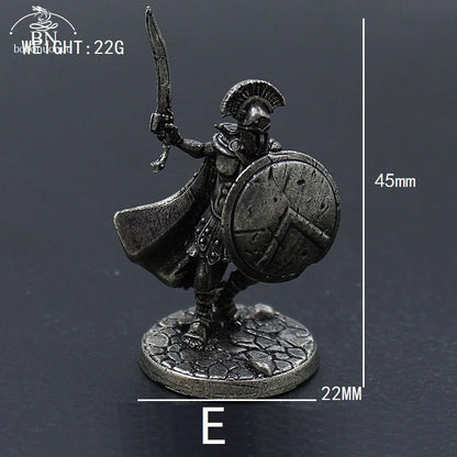 1pcs Ancient Spartan Rome Soliders Figurines Miniatures Vintage Metal Soldiers Model Statue Desktop Ornament Gift