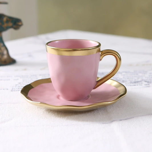 Italian colored glazed ceramic small coffee cup and plate set, dining small cup, afternoon small tea cup, tea ceremony cup