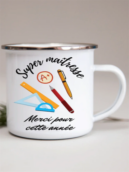 French Flower Printed Enamel Mugs Creative Coffee Mug Milk Wine Beer Drink Juice Cup School Home Handle Drinkware Teacher Gifts