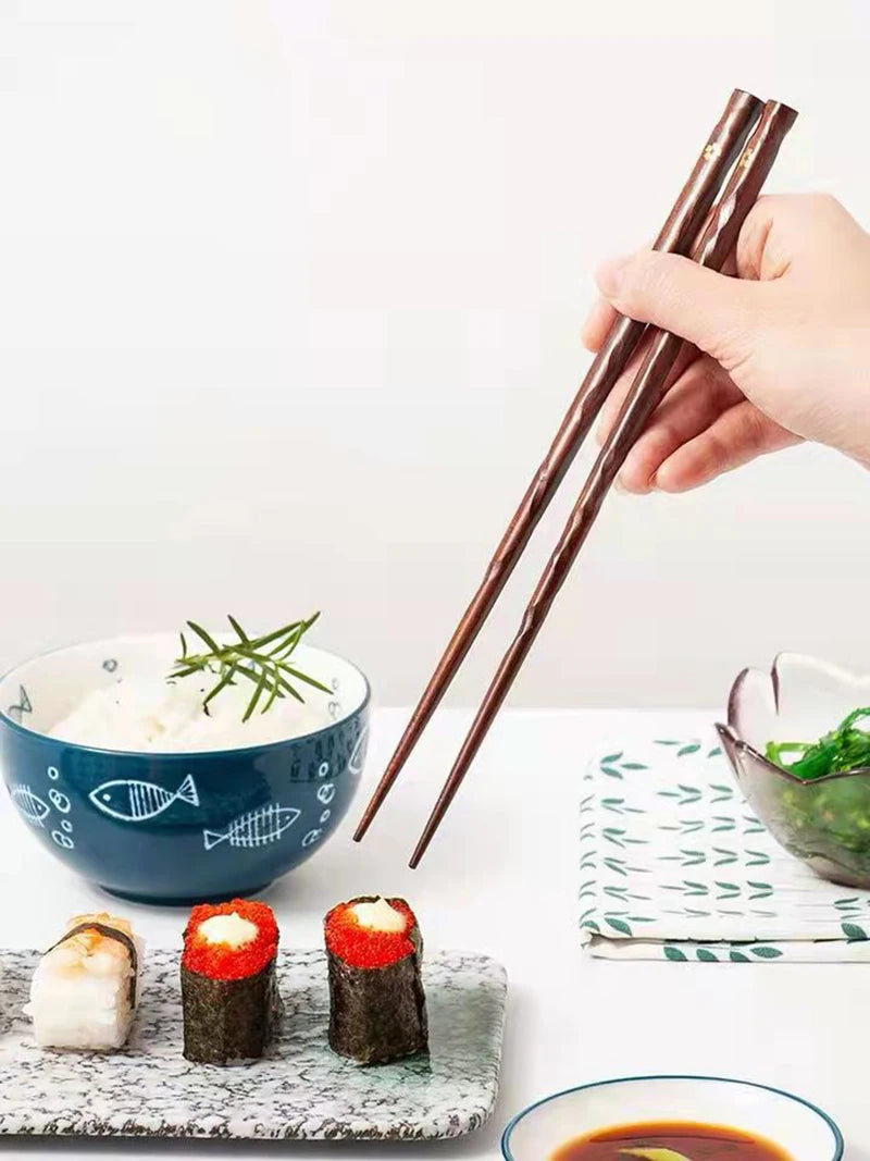 5 Pairs Japanese Sushi Chopsticks Natural Wooden Eco-Friendly Reusable Wood Korean Chinese Food Chop Sticks Set