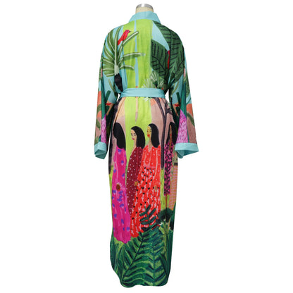New Style Japanese Traditional Kimono Gown With Obi Popular Print Flower Pajamas Women Silk Large Size Bathrobe Yukata Dress
