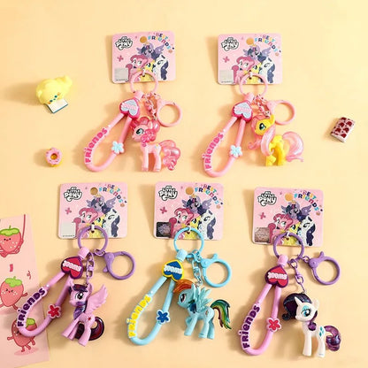 My Little Ponys Keychain New Anime Unicorn Car Key Ring Kids School Bag Pendant Fashion Decoration Classic Toys Birthday Gift