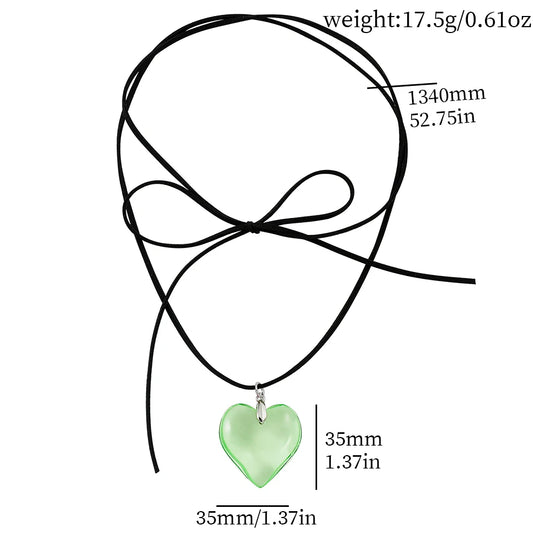 Elegant Love Heart Pendant Necklace for Women Y2K Jewelry Collares Wed Bridal Knotted Bowknot Adjustable Boho Neck Chains