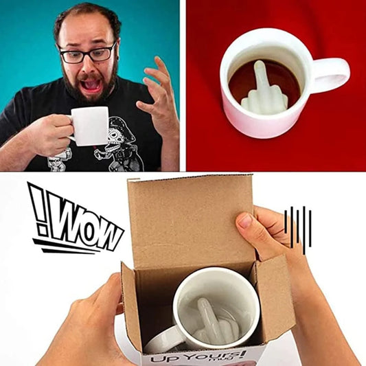Middle Finger Cup Ceramic Mug Personalized Middle White Funny Coffee Milk Water Tea Cup with Handle for Party April Fool's Day