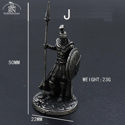 1pcs Ancient Spartan Rome Soliders Figurines Miniatures Vintage Metal Soldiers Model Statue Desktop Ornament Gift
