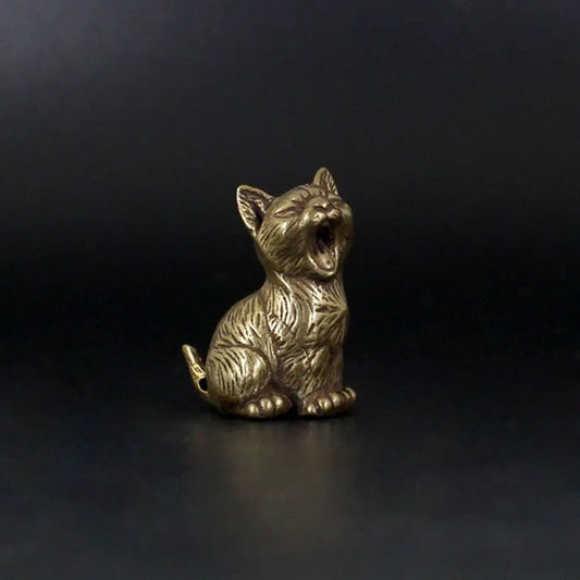 Crafts Brass Small Cat Metal Statue Cute Creative Tea Pet Simulated Exquisite Model Sculpture Toy