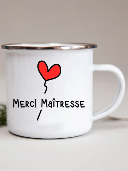 French Flower Printed Enamel Mugs Creative Coffee Mug Milk Wine Beer Drink Juice Cup School Home Handle Drinkware Teacher Gifts